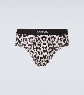 Tom Ford Leopard-print cotton-blend briefs