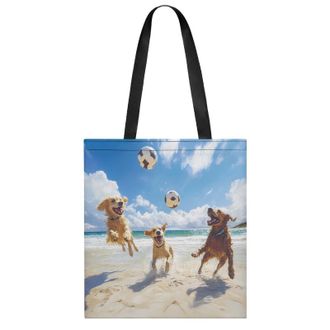 Generic Dogs Playing Volleyball Beach Womens Tote Casual Shopping Bag Lightweight Shoulder Bags Hobos Handbag for Work Travel Daily 35x40cm