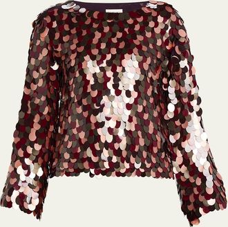 Dries Van Noten Paillette Embellished Long-Sleeve Top