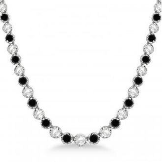 Allurez Eternity Black & White Diamond Tennis Necklace 14k White Gold (10.35ct)
