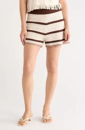 1.State Mesh Stripe Shorts in Antique White at Nordstrom Rack, Size X-Small