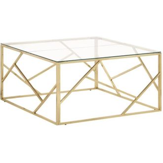vidaXL Coffee Table Gold Stainless Steel and Tempered Glass vidaXL
