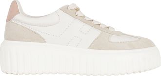 Hogan Natural H-Stripes Basket Side-Logo Leather Sneakers