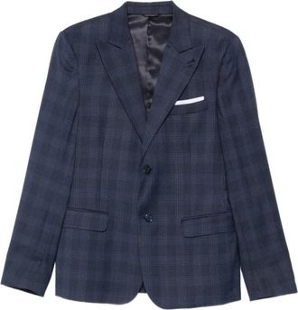 Daniele Alessandrini Geruite single-breasted blazer - Heren - Blazers - Blauw - 2XL - Jassen