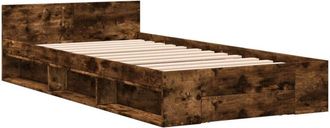 vidaXL Bed Frame with Drawer without Mattress Smoked Oak 90x200 cm Vidaxl