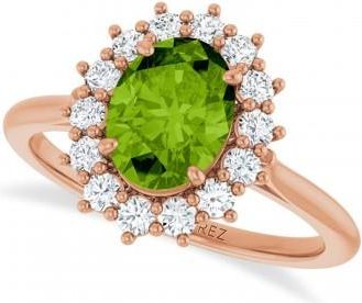 Allurez Oval Peridot & Diamond Halo Ring 14K Rose Gold (1.83ct)