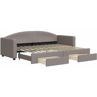 vidaXL Sof&aacute; Cama Nido Con Cajones Tela Gris Taupe 80x200 Cm Vidaxl