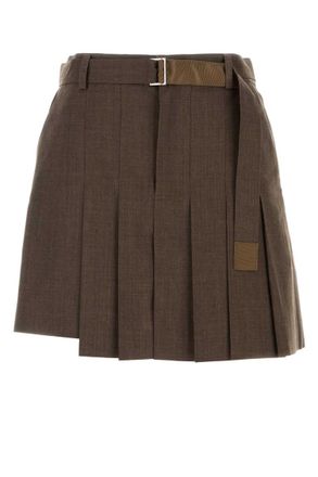 sacai Brown Solid Shorts