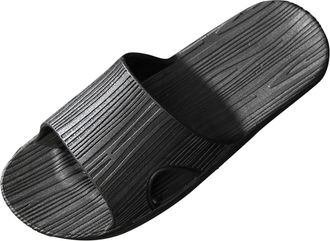 Generic Couples Men Shower Room Home Non Slip Breathable Soft Sole Shoes Slipper Comfortable Flat Shoes Robe and Slipper Set Men (Black, 8.5)