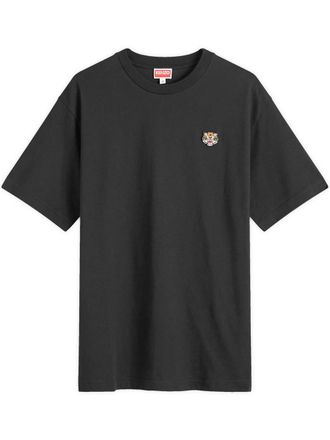 Kenzo Mens Lucky Tiger Embroidered Crest T-Shirt in Black Cotton - Size Small