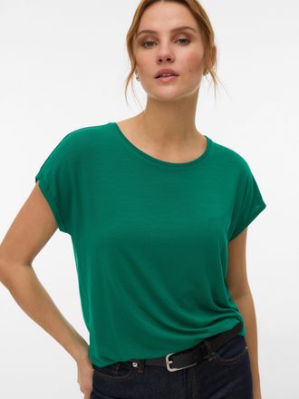 Vero Moda Rundhalsshirt VERO MODA VMAVA PLAIN SS TOP GAJRS NOOS, Damen, Gr. XL, gr&uuml;n (bosphorus), Jersey, Obermaterial: 95% Lyocell, 5% Elasthan, unifarben, reg