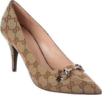 Gucci Horsebit Canvas & Leather Pump