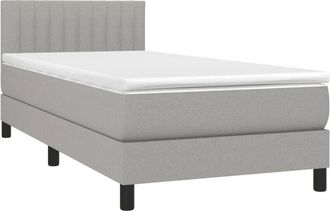 vidaXL Vidaxl - Cama Box Spring Con Colch&oacute;n Tela Gris Claro 100x200 Cm