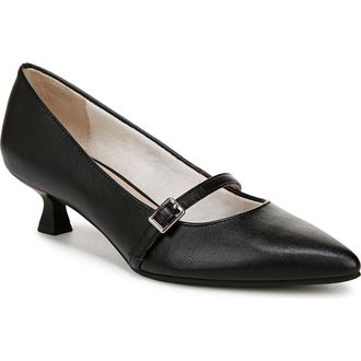 Life Stride Madelyn Mary Jane Pointed Toe Kitten Heel Pump in Black/Black at Nordstrom Rack, Size 9.5