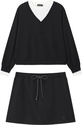Tout à Coup contrast-trim skirt set - Black