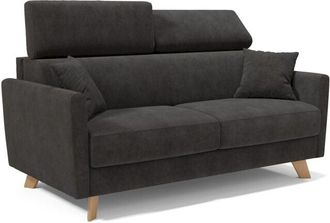 Divani.Store Francy Sofá cama con reposacabezas ajustables 160 cm (mat. 120x197) Negro