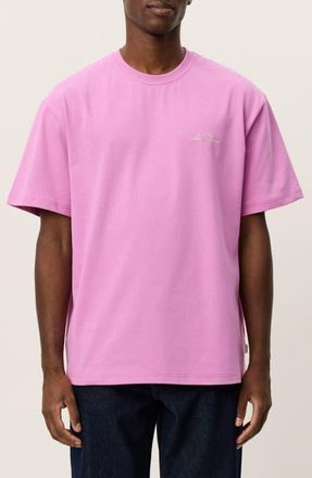 Les Deux Crewneck Logo T-Shirt in Crocus Pink at Nordstrom, Size Xx-Large