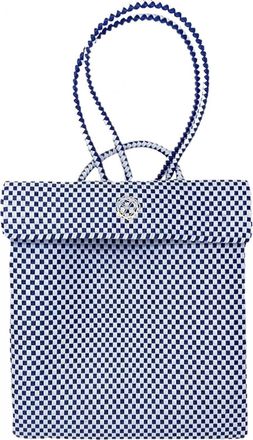 Lola's Bag Womens Medium Braided Checkered Backpack In Blue