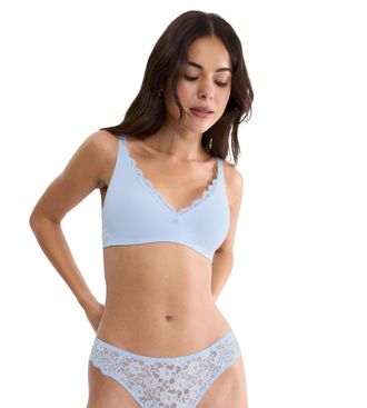Triumph Minimizer-BH TRIUMPH Amourette N01, Damen, Gr. 100, Cup D, blau (ice), Microtouch, Obermaterial: 75% Polyamid, 25% Elasthan, BHs Minimizer-BH, mit Spi