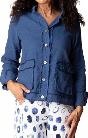 Habitat Summer Breeze Fringe Jacket In Navy