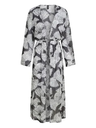 Karl Lagerfeld Mid-Calf Sheer Kaftan with Abstract Print