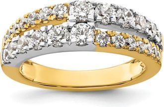 Diamond2Deal 14k Two-tone Lab Grown Diamond Wedding Band Ring 1.25Ct Clarity- VS Color- G-H