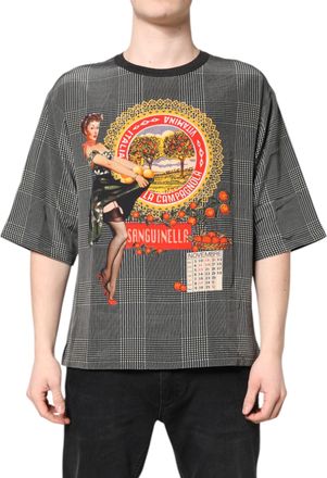 Dolce & Gabbana Mens Black White Graphic Print Short Sleeve T-Shirt And Silk