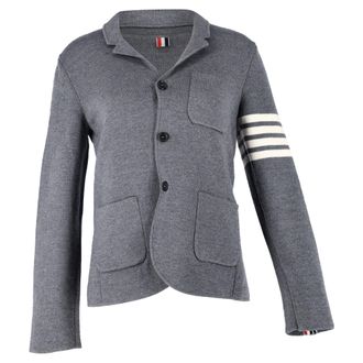 Thom Browne 4-Bar Knit Blazer in Grey Wool