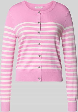 Christian Berg Strickjacke aus Viskose-Mix mit Streifenmuster in Rosa, Gr&ouml;&szlig;e XXL