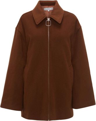 J.W.Anderson logo-appliqué short coat - men - Wool - S - Brown