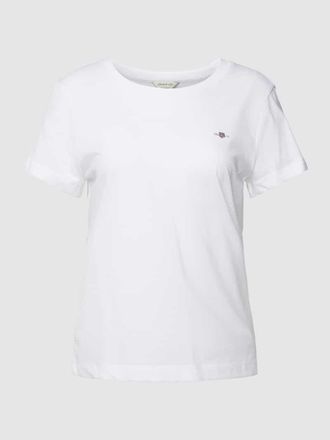 GANT T-Shirt mit Label-Stitching Modell SHIELD in Weiss, Größe XXL