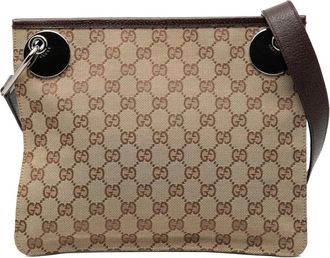 Gucci Pre-owned Cross Body Bags, female, Brown, Size: ONE SIZE Pre-owned Vintage GG Monogram Canvas Crossbody Bag