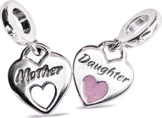 Pandora Double Heart Split Pink Enamel Charm