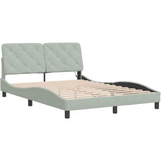 vidaXL Vidaxl - Estructura Cama Con Luces Led Terciopelo Gris Claro 120x200 Cm