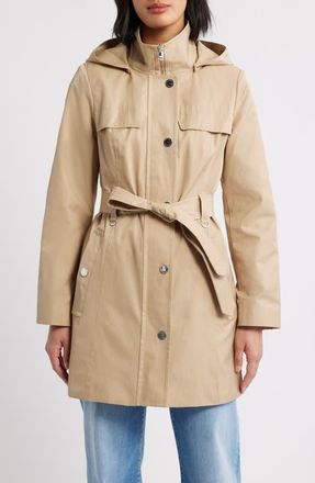 London Fog Belted Cotton Blend Coat in Stone at Nordstrom, Size Xx-Large