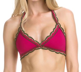 BECCA by Rebecca Virtue Medina Crochet Halter Bikini Top (Up To D-Cup) In Raspberry