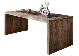 Massivmoebel24 Scrivania In Legno Di Sheesham / Palissandro 200x90x77 Grigio Scuro Oliato Nature Grey 712