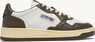 Autry MEDALIST LOW BICOLOR SNEAKERS IN WHITE AND CHOCOLATE LEATHER
