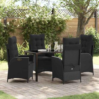 vidaXL Vidaxl - Conjunto De Comedor De Jard&iacute;n 5 Pcs Negro Rat&aacute;n Sint&eacute;tico