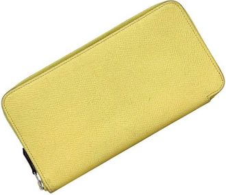Herm&egrave;s Lemon Yellow Yellow Leather Long Wallet (Bi-Fold) (Pre-Owned)
