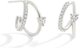 Mint & Lily The Nova Double Hoop Earrings in Sterling Silver /Moissanite at Nordstrom