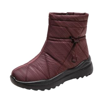 Generic Snow Boots Women Waterproof Slip Resistant Insulated Mid Calf Boot for Ladies Winter Thermal Fleece Lined Flat Heel Ankle Boots Cosy Comfortable Warm 