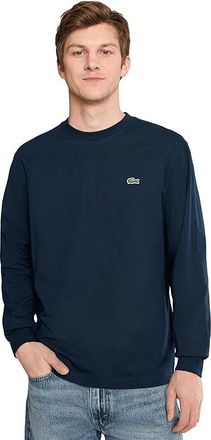 Lacoste Long Sleeved Cotton T-Shirt Mens T Shirt Navy Blue : 7 (2XL)