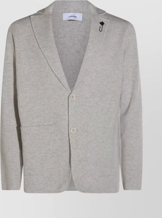 Lardini crewneck sweater with notch lapel and patch pockets