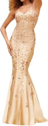 Faviana Strapless Sweetheart Gown In Gold
