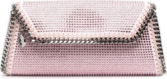 Stella McCartney Falabella crystal-embellished clutch bag - women - Polyester/Polyurethane/Polyester - OS - Pink