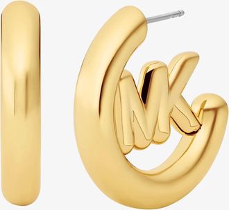 Michael Kors Large Logo Charm Hoop Earrings