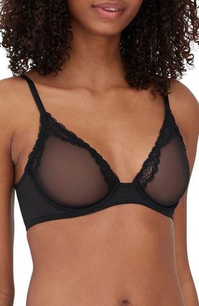 Skarlett Blue Passion Underwire Plunge Unlined Mesh Bra in Black at Nordstrom, Size 30Ddd