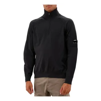 C.P. Company Nero Sabbia Lana Mezza Zip Maglia - - Knitwear - Uomo - Nero - M
