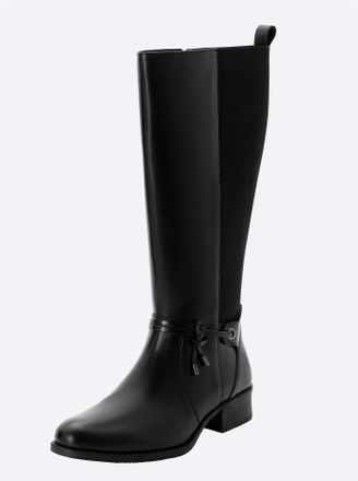 Sheego Weitschaftstiefel SHEEGO, Damen, Gr. 37, XXL-Schaft, schwarz, Glattleder, Leder, Schuhe Weitschaftstiefel